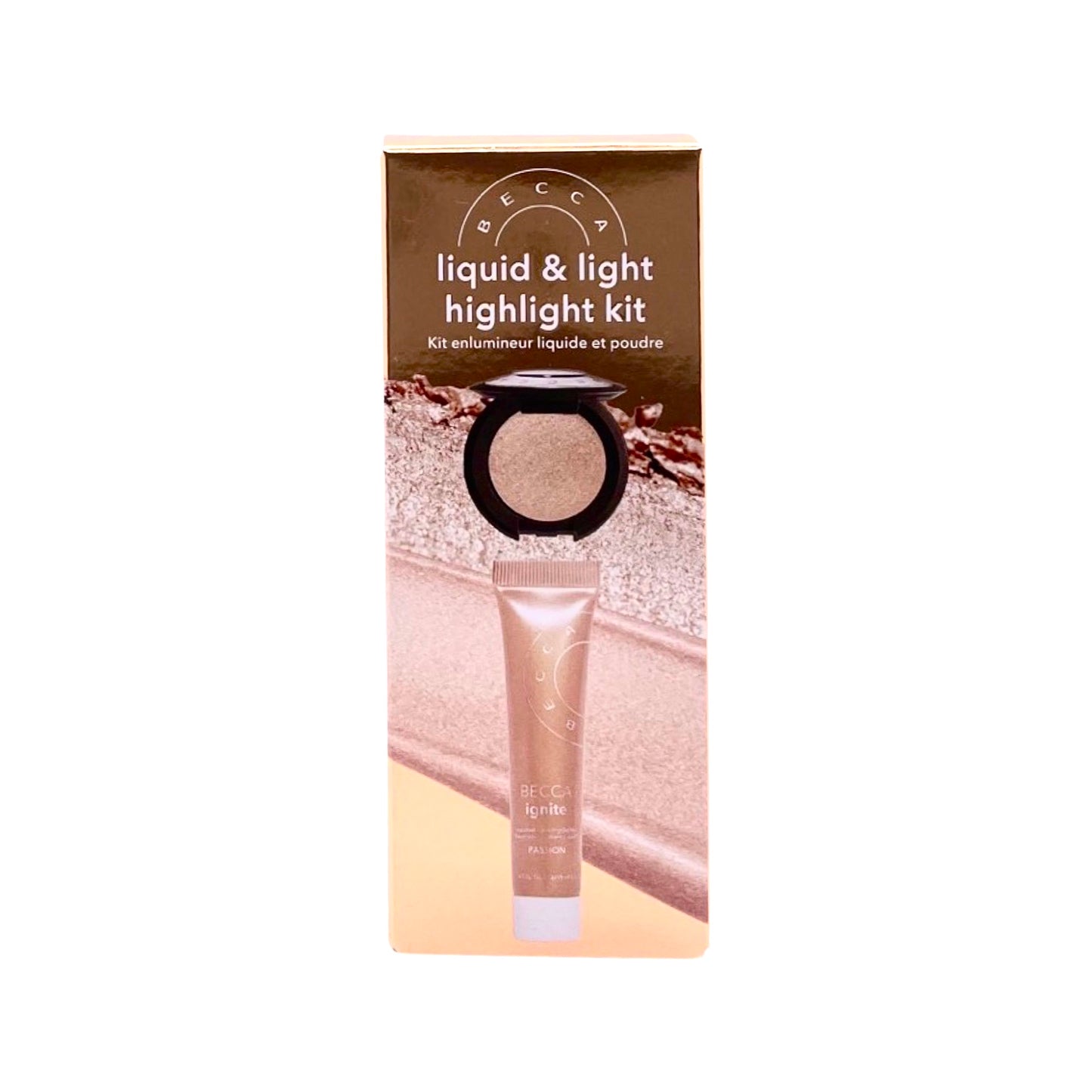 BECCA LIQUID AND LIGHT HIGHLIGHT KIT - SHIMMERING SKIN PERFECTOR PRESSED 0.085 oz / 2.4 g (OPAL) & IGNITE LIQUIFIED LIQUID HIGHLIGTER 0.5 fl.oz. / 15 ml (PASSION)